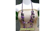3 Strand Purple Shells Nuget Squins Necklace